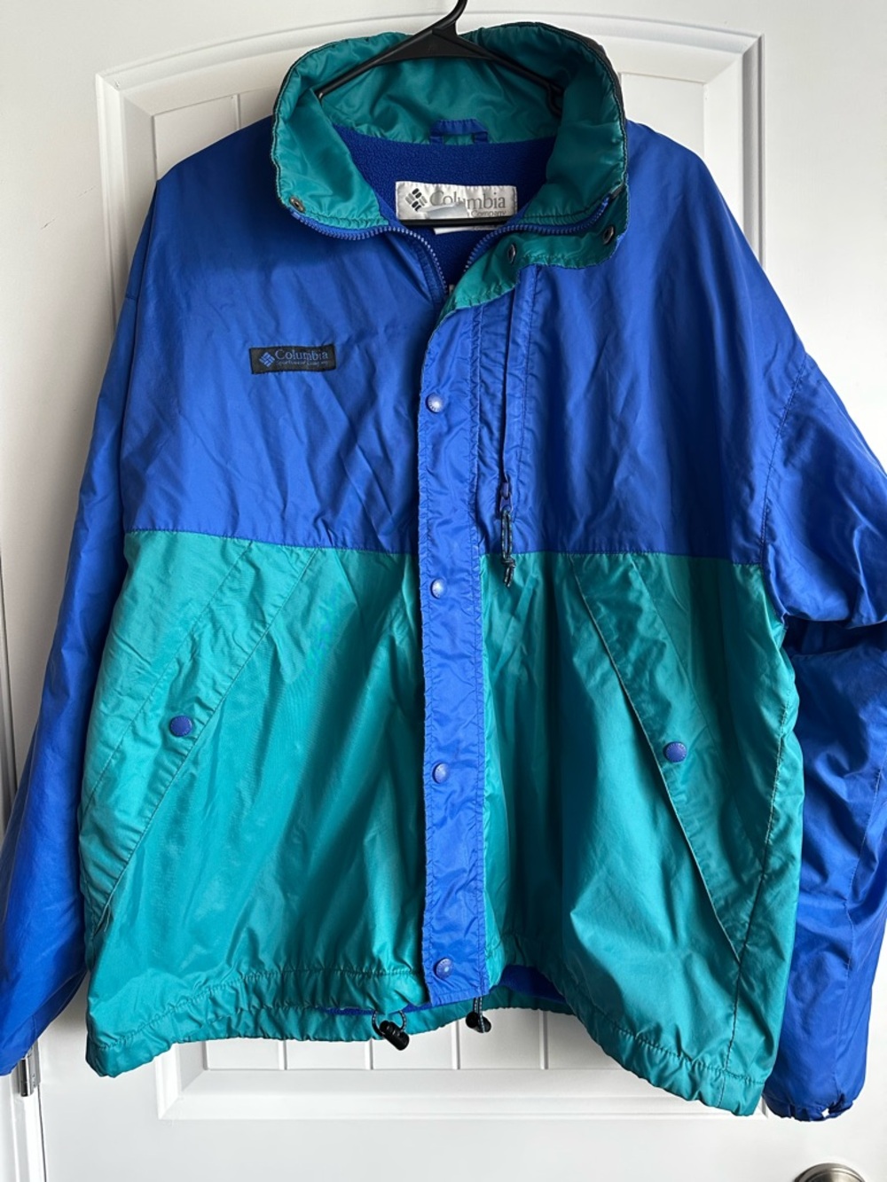 Men’s Vintage Columbia Blue and Teal Ski- Windbreaker Jacket (Size:XL)